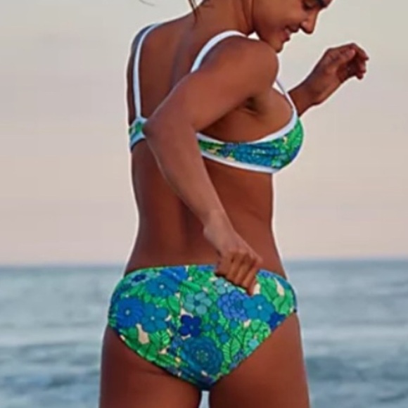 New Anna Sui x Free People Beckoning Blossoms Med Green Purple Floral 2pc Bikini - Picture 3 of 11